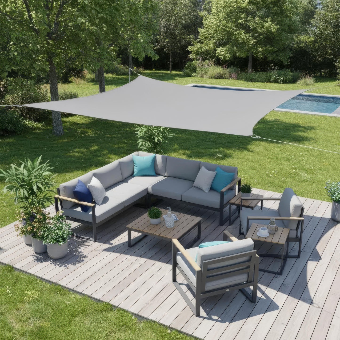 Waterdicht Rechthoekig Schaduwdoek voor Terras, Balkon en Tuin – Polyester UV-Bescherming