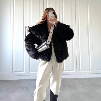 Dames Faux Fur Jas Kort Zacht Oversized