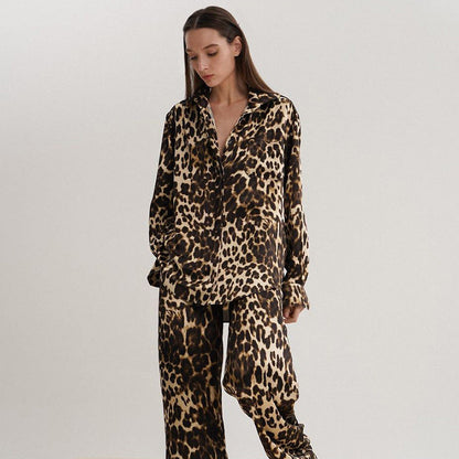 Dames Pyjama Set Zacht met Panterprint Tweedelig