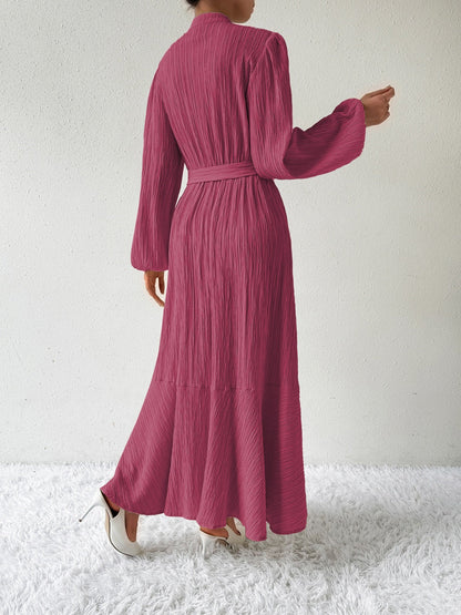 Vrouwelijke Jurk Lange Mouwen Taille Jurk met Accent