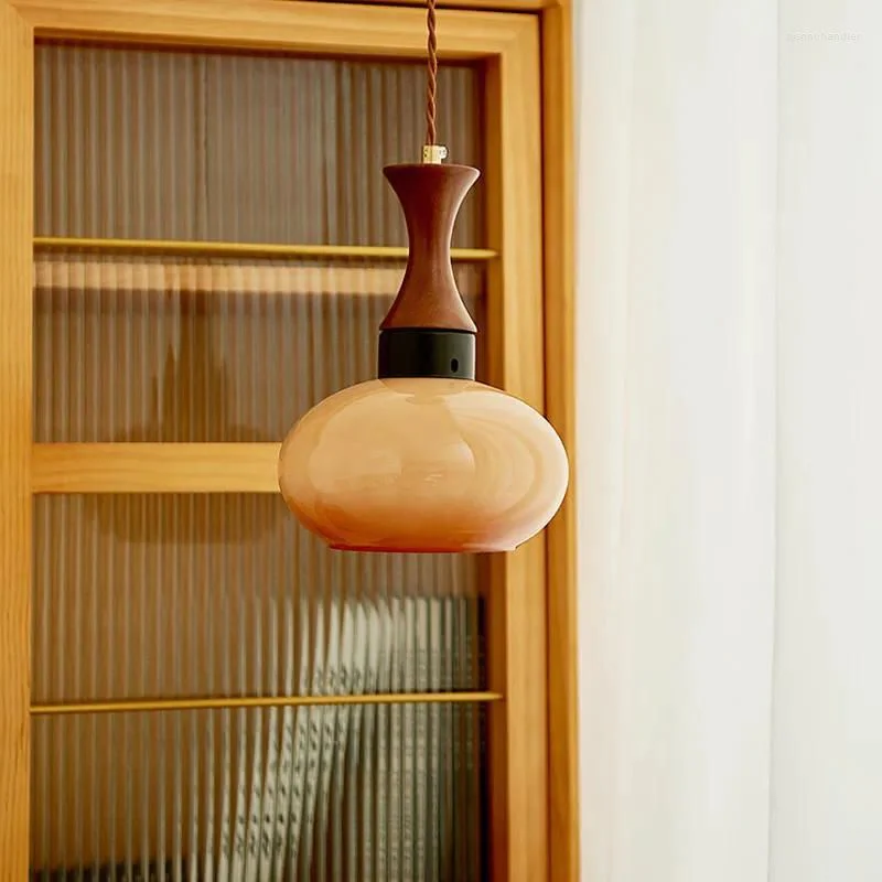 Hanglamp Glas Hout E27/E26 Woonkamer Eetkamer Slaapkamer Retro Vintage Verlichting
