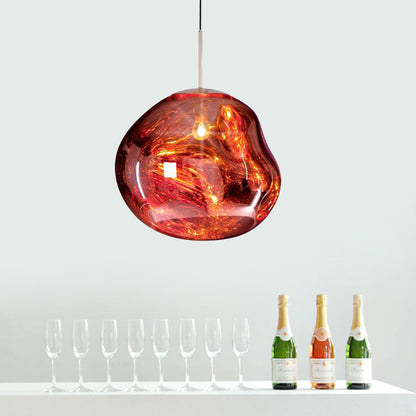 Glazen Hanglamp met Metalen Finish – Modern Design voor Eetkamer en Woonruimte – Verkrijgbaar in Zilver, Goud of Rood – Ø20cm tot Ø41cm