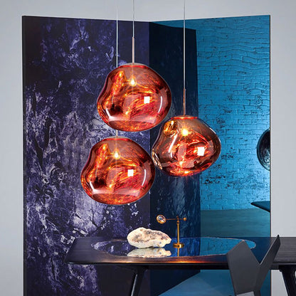 Glazen Hanglamp met Metalen Finish – Modern Design voor Eetkamer en Woonruimte – Verkrijgbaar in Zilver, Goud of Rood – Ø20cm tot Ø41cm