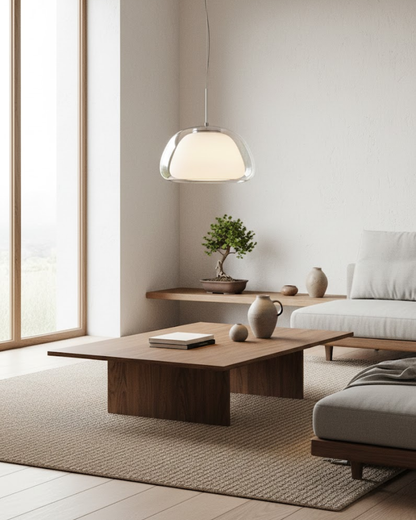 Luxe Glazen Hanglamp Met Mat En Transparant Glas In Minimalistisch Japandi Design