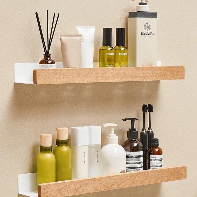 Wandrek Hout Badkamer Boorvrij Zelfklevend Houten Wandplank Keuken Badkamer Opbergplank Muurrek Organizer
