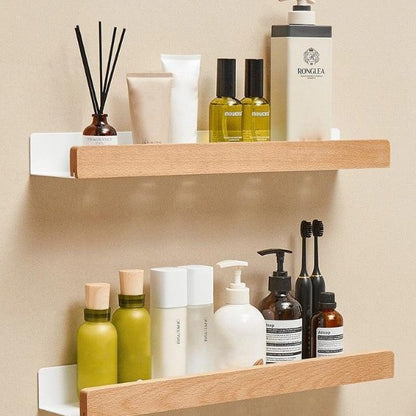 Wandrek Hout Badkamer Boorvrij Zelfklevend Houten Wandplank Keuken Badkamer Opbergplank Muurrek Organizer