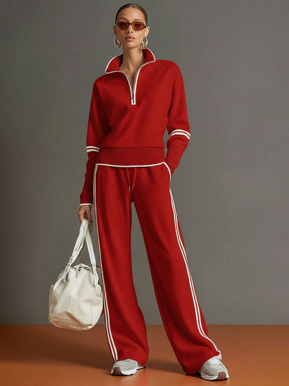Dames Sportset met Rits Sweater en Wijde Joggingbroek