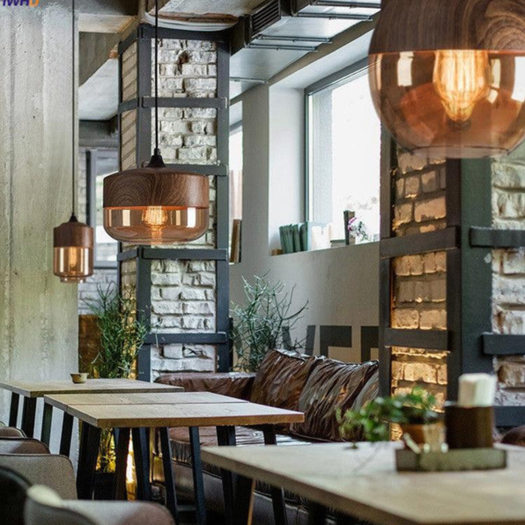 Scandinavische Hanglamp van Glas met Houtlook – Warme Designverlichting voor Woonkamer & Eetkamer
