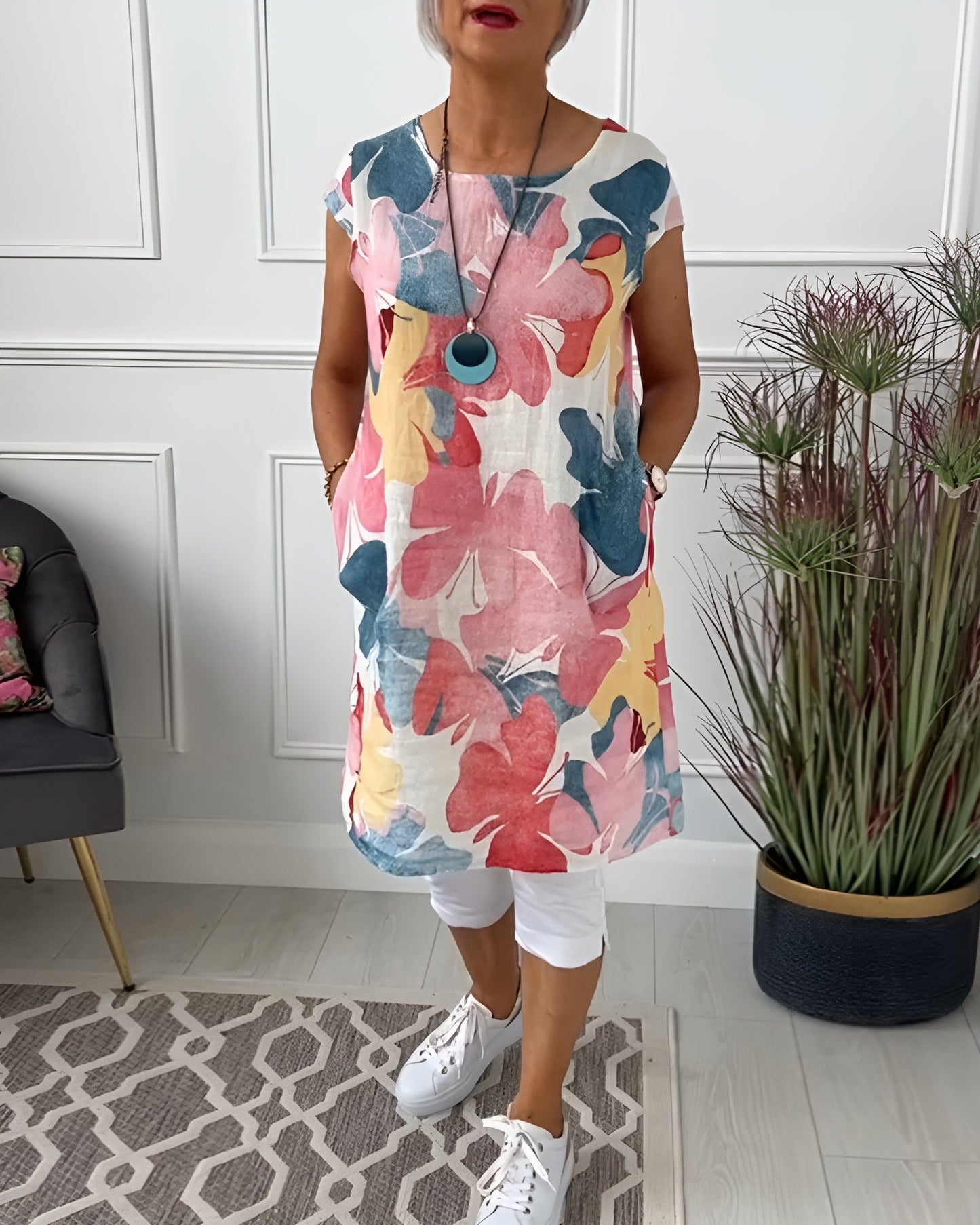 Vrouwelijke Bloemen Top Lange Mouw Casual