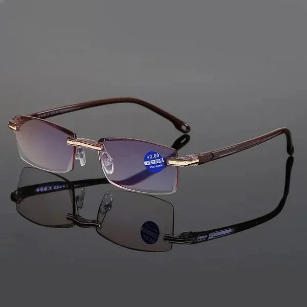 Multifocale Leesbril met Blaulichtfilter – Progressieve Gleitsichtbril – Randloos Ultralight Design voor Computer en Lezen