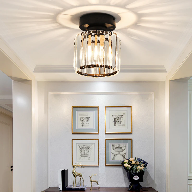 Plafondlamp Kristal Zwart Zilver Goud E27 Opbouw Modern Hal Woonkamer