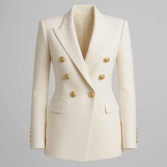 Dames Blazer Dubbelrijig - Lange Elegante Blazer voor Werk en Avondjurk - StudioMarella