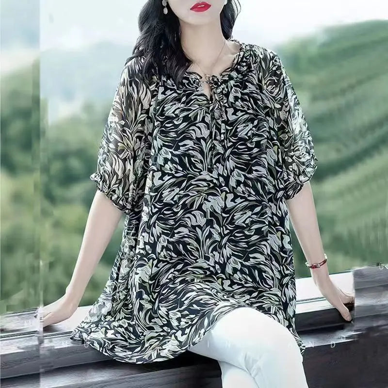 Lente Blouse Grote Maat Chiffon Vrouwen Zomer
