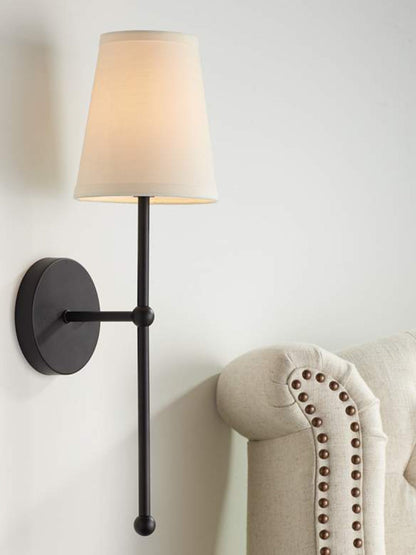 Rowan Wandlamp Messing Stoffen Kap Scandinavische Woonkamer Slaapkamer Verlichting 15x53cm