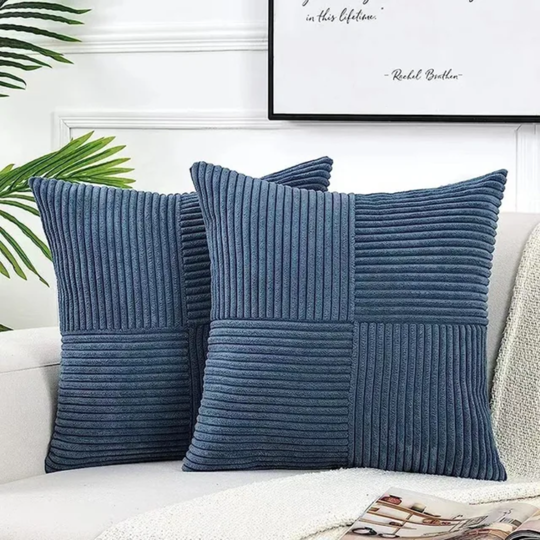Sierkussen Pluche 45x45cm Geribbeld Met Rits Bank En Bed