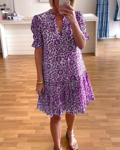 Bloemen Jurk met Wijd Vrouwen Mouwen
