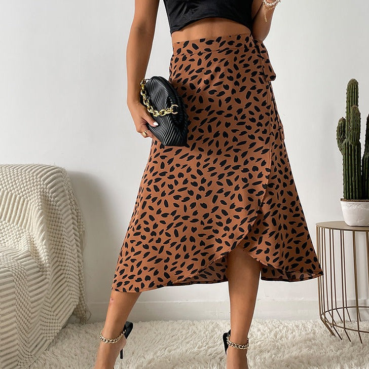 Vrouwelijke Rok met Dierenprint en Ruffles