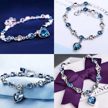 Oceaan Hart Kristallen Armband Zilver met Zirkonia Steentjes voor Vrouwen Elegant Sieraad