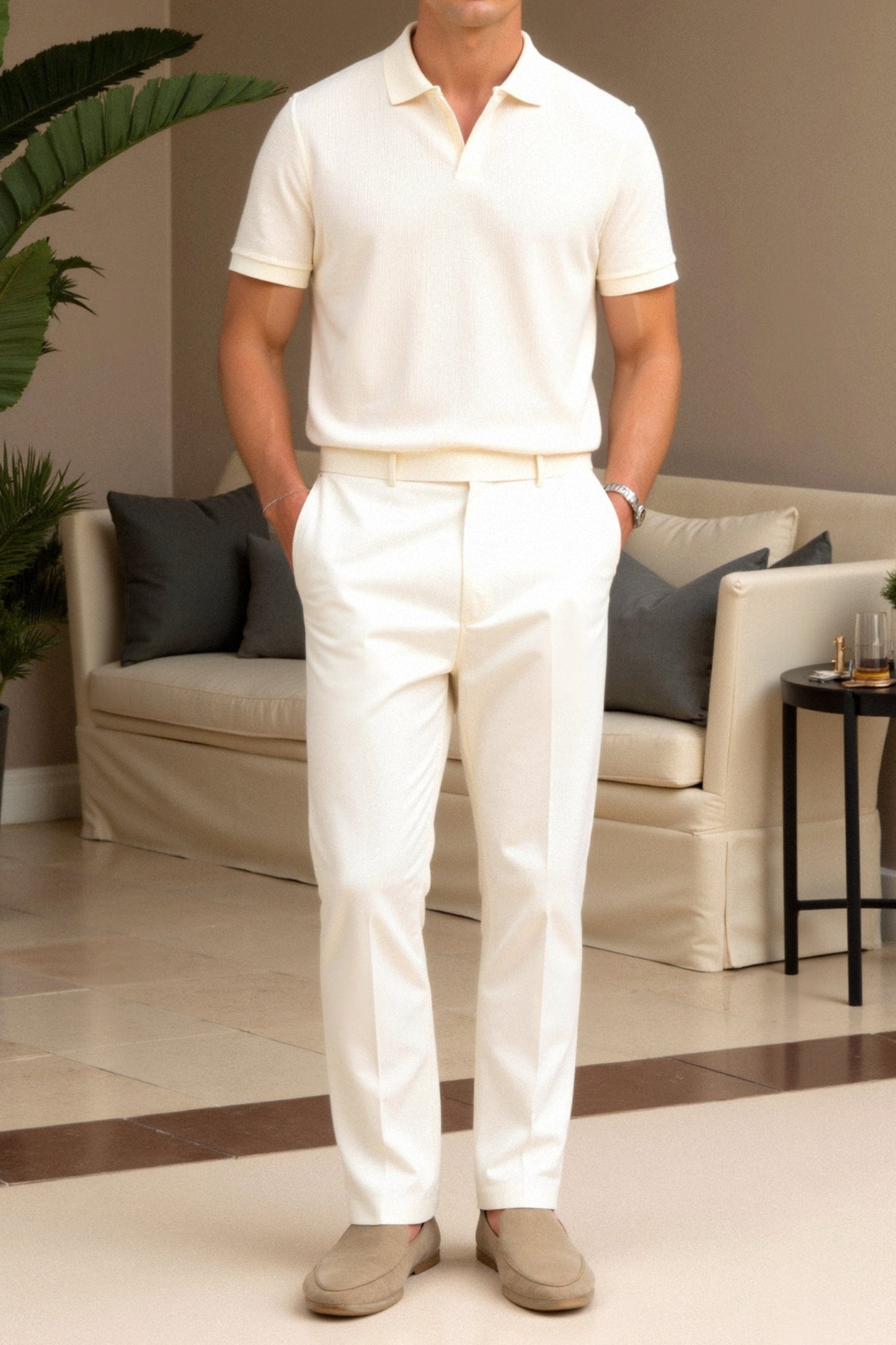 Heren Poloshirt Beige Klassieke Stijl Casual