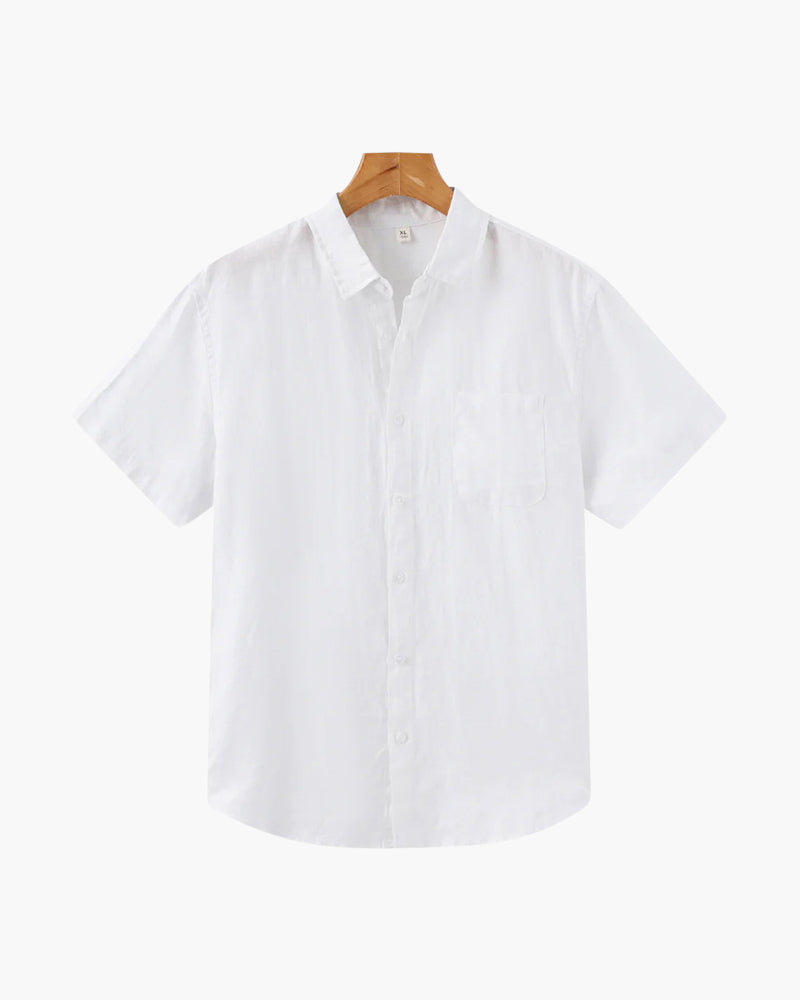 Heren Zomer Shirt Linnen Korte Mouwen met Borstzak