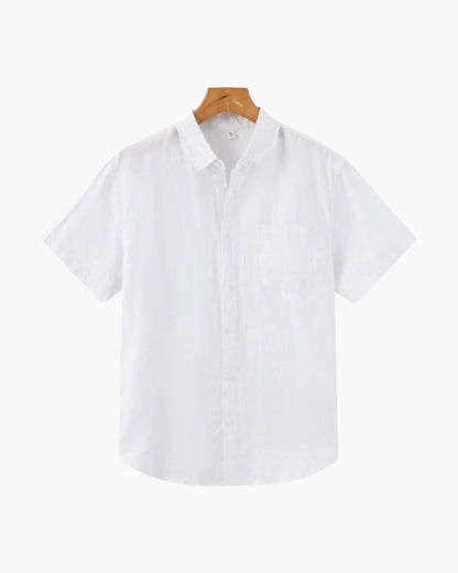Heren Zomer Shirt Linnen Korte Mouwen met Borstzak
