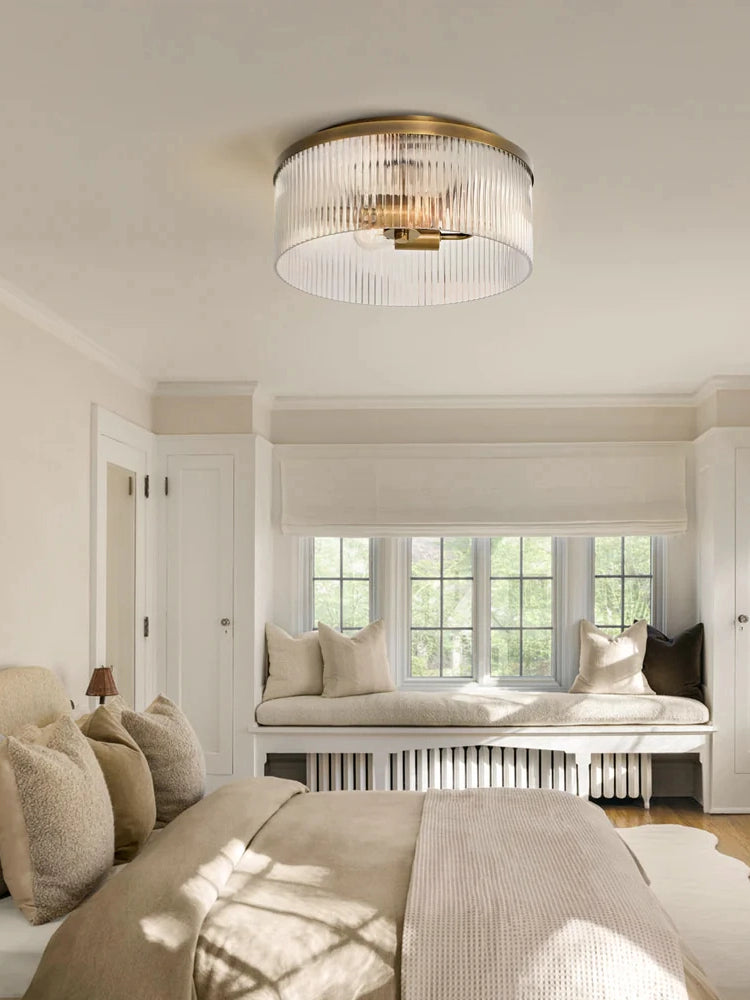 Geribbelde Glazen Plafondlamp Modern Laagbouw Ontwerp Slaapkamer Woonkamer Gang