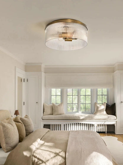 Geribbelde Glazen Plafondlamp Modern Laagbouw Ontwerp Slaapkamer Woonkamer Gang