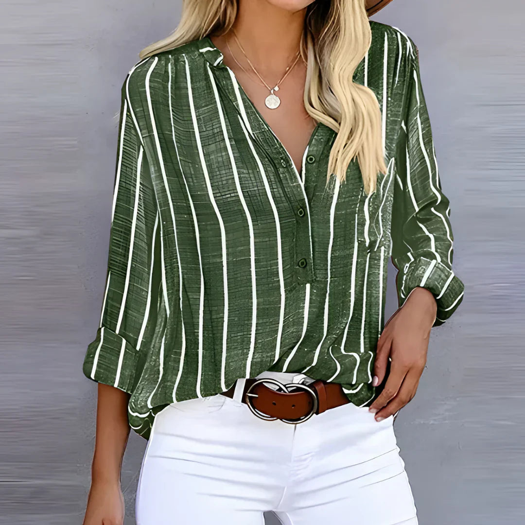 Dames Blouse Korte Mouw Gestreept Zomerjurk Stijl