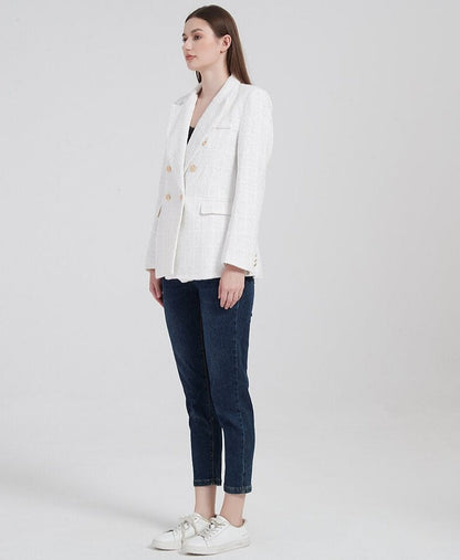 Heren Blazer Dubbele Knopen Elegant Getailleerd Luxe Jas