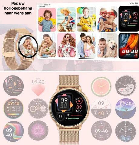 Smartwatch Dames met Hartslagmeter en Belfunctie — Fitness Tracker Bluetooth Stappenteller Slaapmonitoring Bloedzuurstofmeting