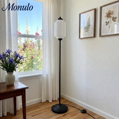 Decoratieve Glazen Pompoen Vloerlamp Retro Organische Stijl Woonkamer Staande Lamp