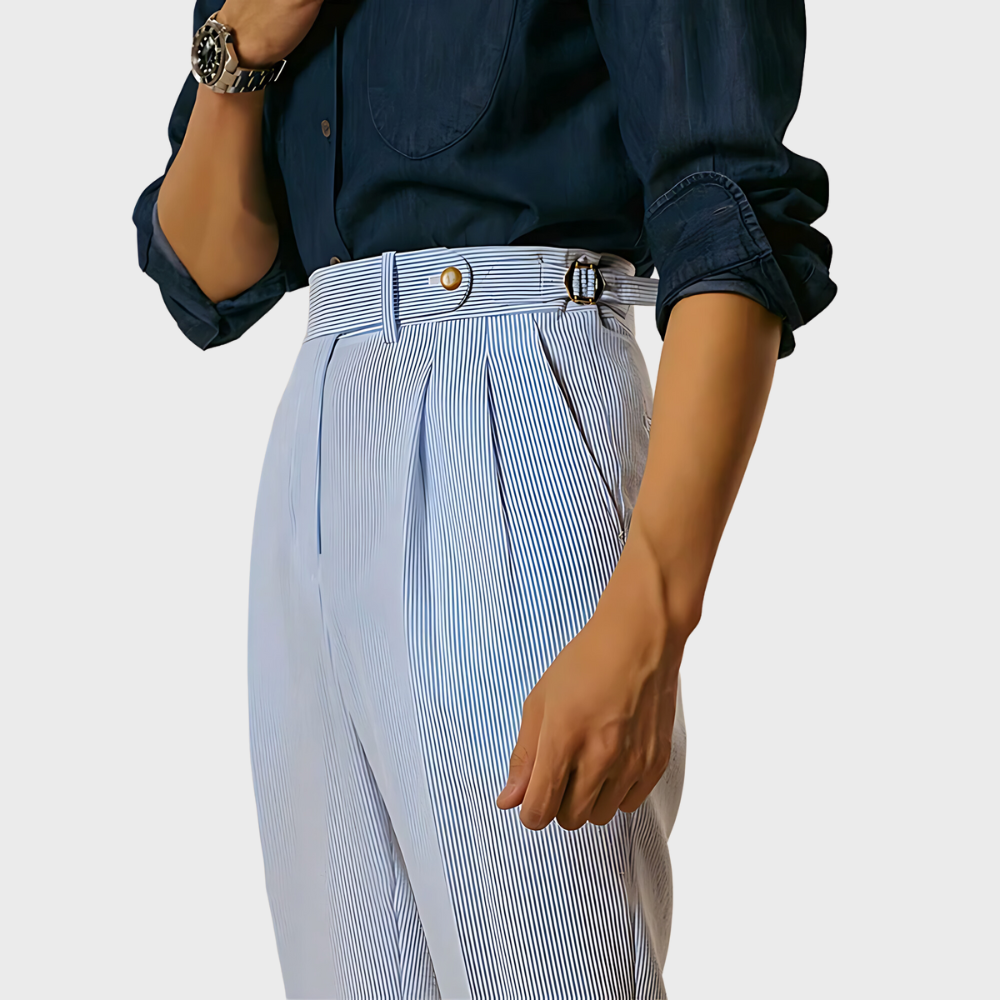 Mannen Shorts Met Riem Streepjes Print Korte Broek