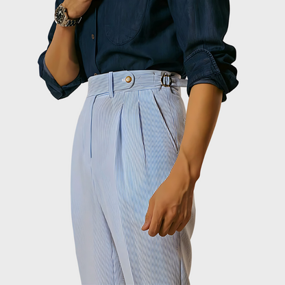 Mannen Shorts Met Riem Streepjes Print Korte Broek