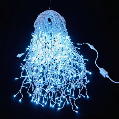 50 Meter Led IJspegel Lichtgordijn Met Warm Wit Waterfallicht Voor Buiten