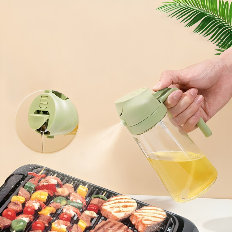 Oliespray Fles met Verstuiver 470ml Groen Geel Wit Zwart Keuken Koken Gezond Bakken Grillen Olijfolie Doseren Bespaart Olie