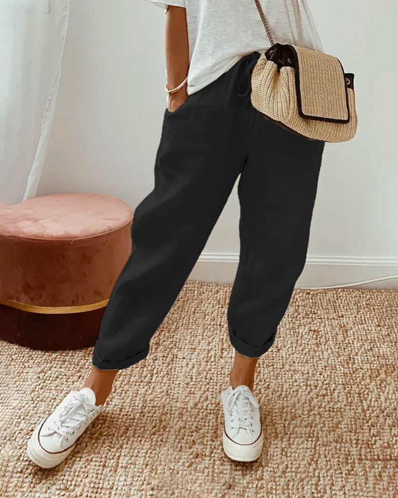 Luchtige Broek Middelhoge Taille Zacht en Comfortabel