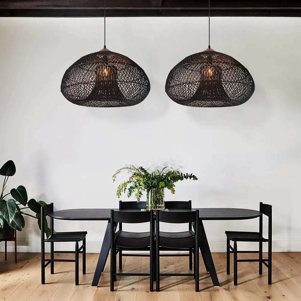 Elegant Handmade Rattan Japandi Pendant Light