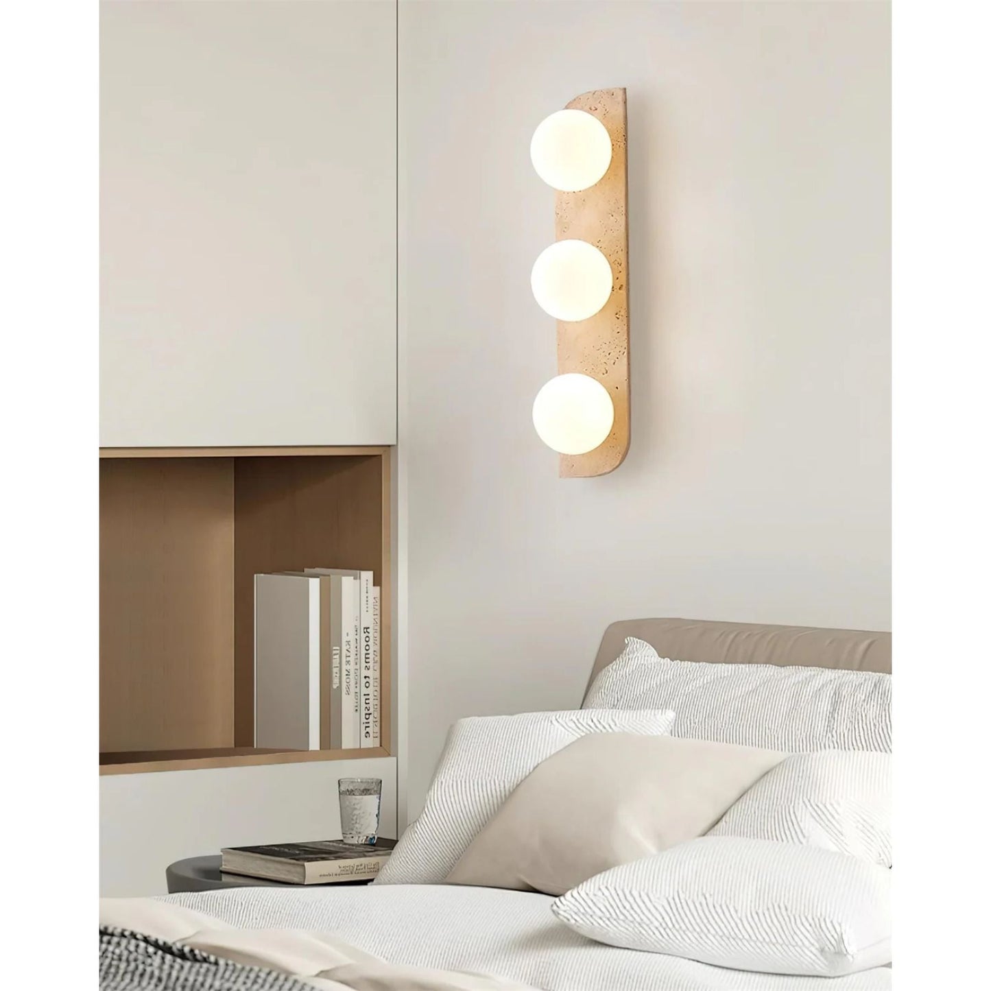 Wandlamp Travertin G9 Glas Hout Beige Woonkamer Hal Badkamer Minimalistische Wandverlichting Sfeerverlichting Natuurlijk Design