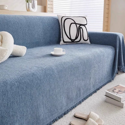 Chenille Bankhoes met Kwastjes – Stijlvolle Bescherming voor Bank en Fauteuil – Wasbaar & Waterdicht