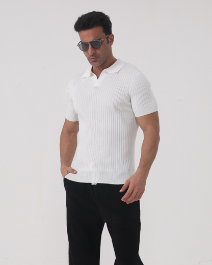 Mannen Poloshirt Katoen V-hals Casual Rib