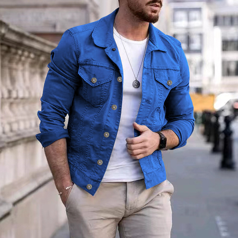 Blauwe Heren Jeansjas Casual Denim Jas