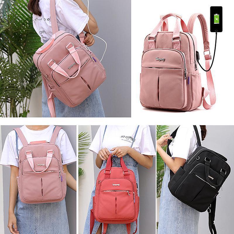 Waterdichte Dagelijkse Rugzak met USB Oplaadpoort Zwart Grijs Roze Groen Blauw Rood Multifunctioneel voor Werk School Reizen Laptop iPad Telefoon Opslag