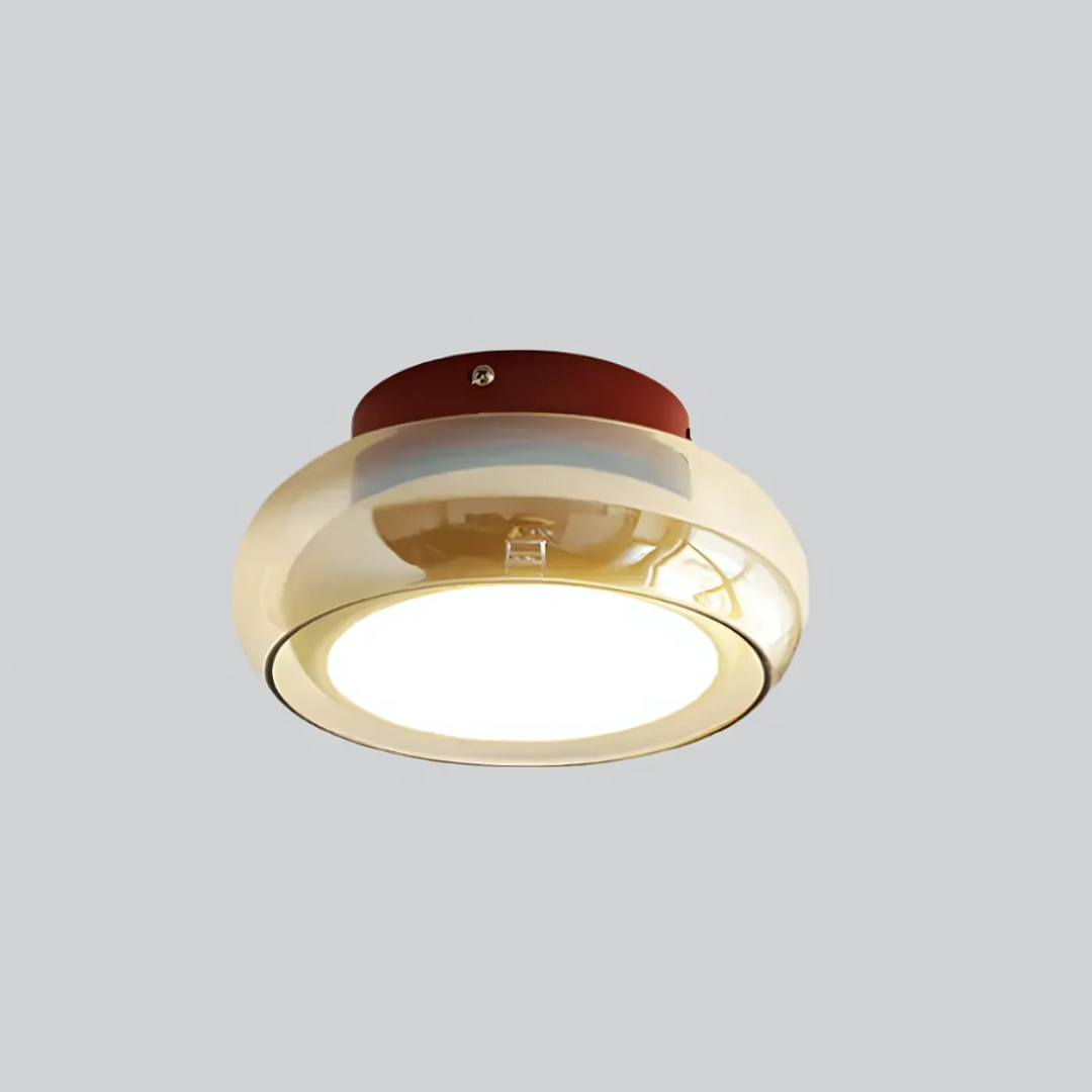 Plafondlamp Glas LED 24W Amber Woonkamer Hal Retro Design Compact Modern
