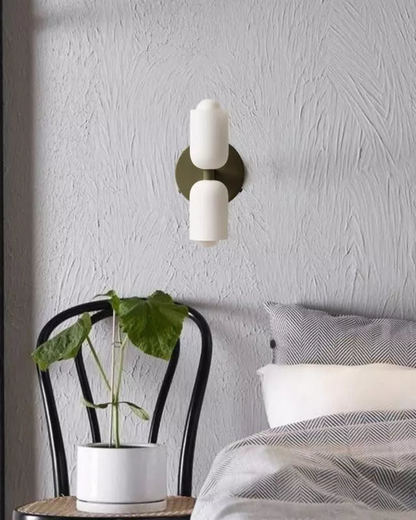 Sansoti | Wandlamp met Dubbele Glazen Kappen voor Slaapkamer en Woonkamer – E27 Wandverlichting