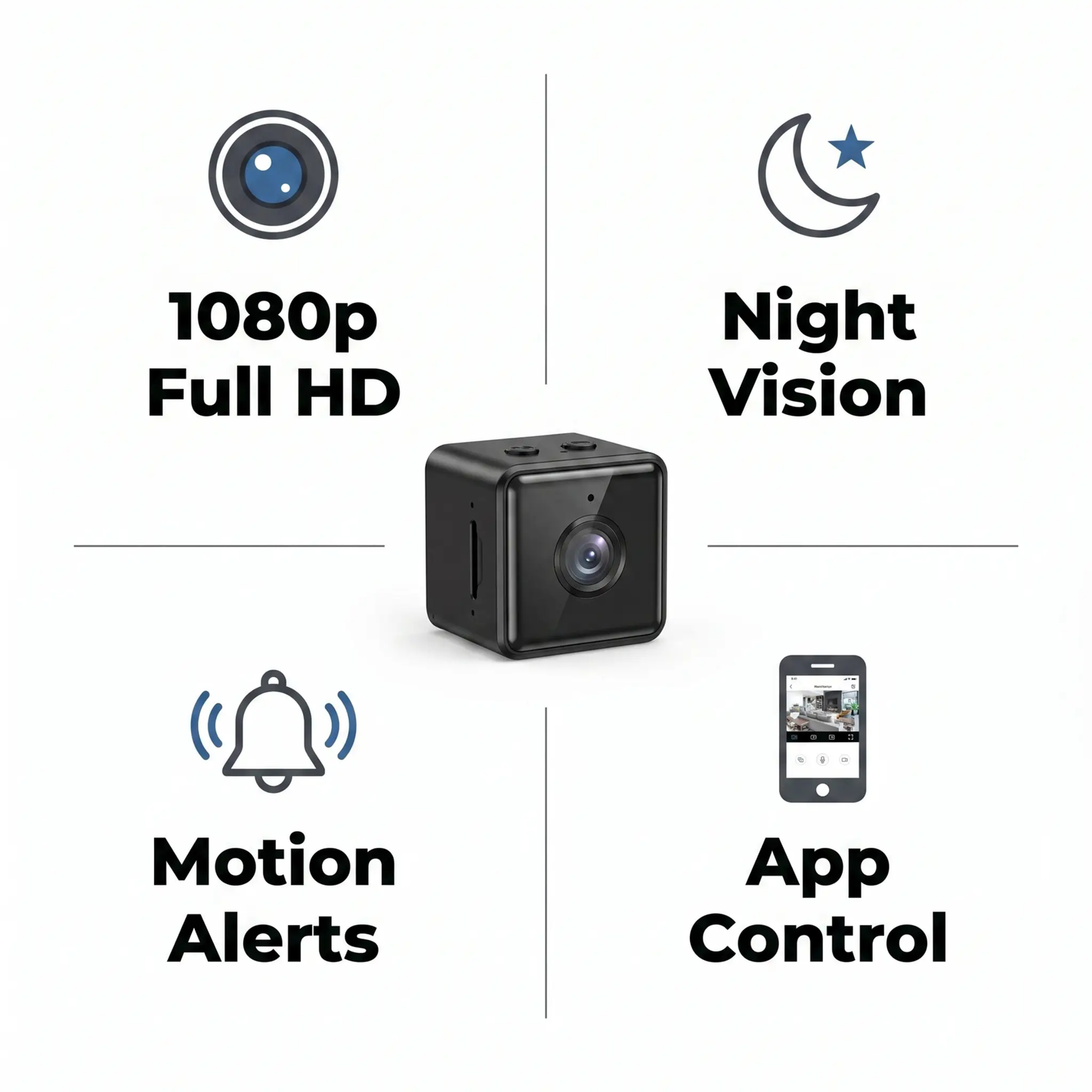 Draadloze WiFi Beveiligingscamera 1080P Full HD Weerbestendig App-Bestuurd Binnen Buiten Compacte Bewakingscamera Bewegingsdetectie Nachtzicht