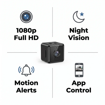 Draadloze WiFi Beveiligingscamera 1080P Full HD Weerbestendig App-Bestuurd Binnen Buiten Compacte Bewakingscamera Bewegingsdetectie Nachtzicht
