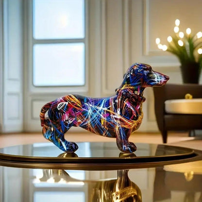 Teckel Beeldje Resin Multicolor Woonkamer Decoratie Hond Sculptuur Kunst Beeld Modern Interieur Accessoire