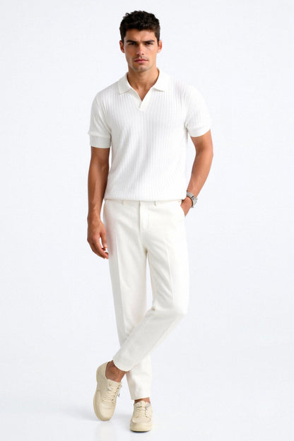Heren Poloshirt Korte Mouwen Wit Klassiek Stijl