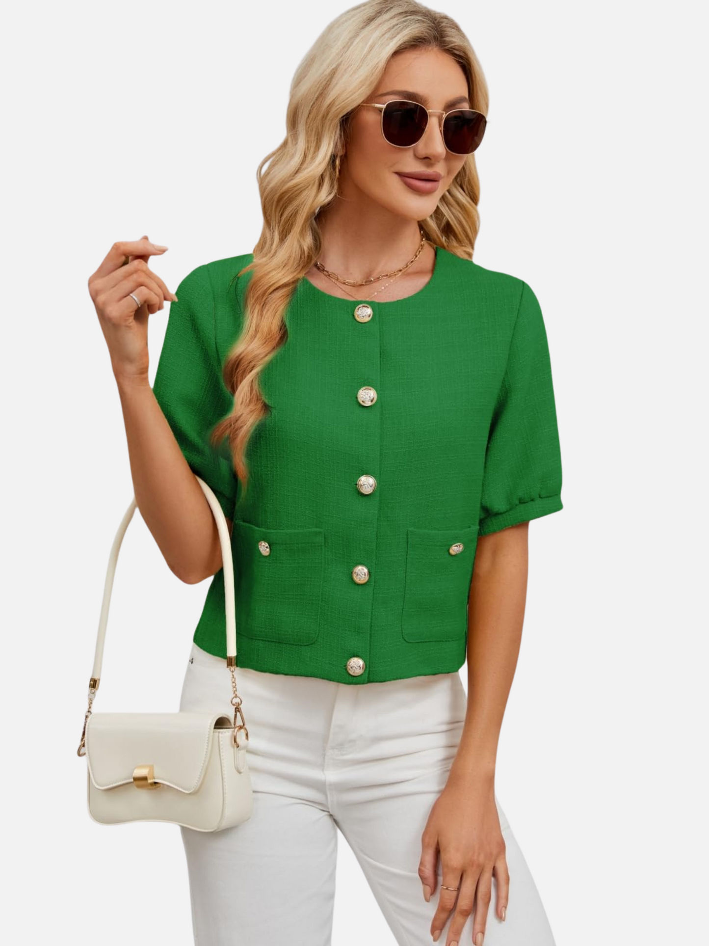 Dames Cropped Jasje Tweed Stijlvol