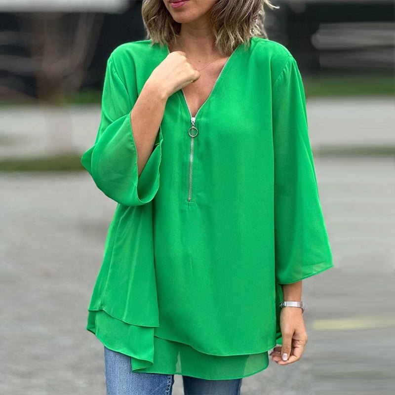 Vrouwelijke Chiffon Bloes Lichte Zomerkleding